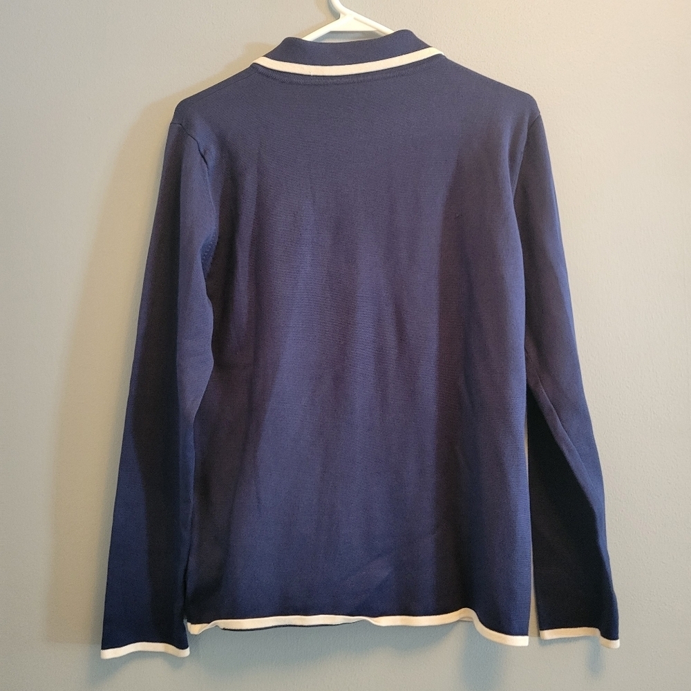 Vintage Doncaster Silk Cardigan Large Old Money Quiet Luxury Navy Chic - Picture 3 of 6